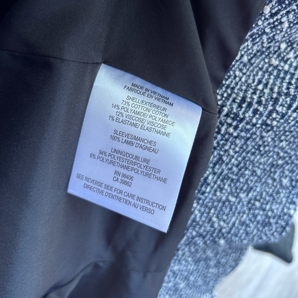 Theory Boucle Tweed Asymmetrical Lambskin Sleeve Moto Jacket Size 2 - Picture 10 of 10